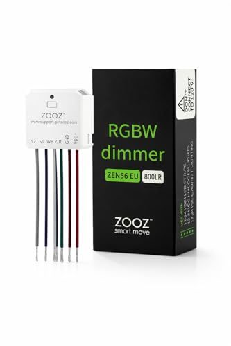 ZOOZ Z-Wave RGBW Dimmer ZEN56 EU 800LR, per strisce LED da 12-24 V, compatibile con controller LED intelligente Whit Hubitat, SmartThings e Home Assistant