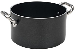 Pentole Agnelli Alblack Casseruola Alta con Due Maniglie, Alluminio, Nero, 36 cm