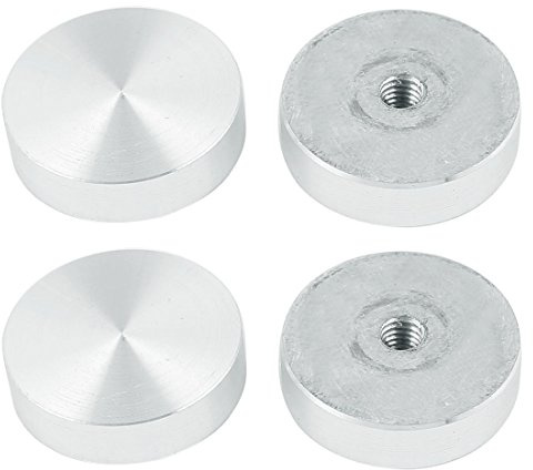 Sourcingmap a16071200ux0285 M6 Thread 30mm Diameter Round Shape Aluminum Disc Hardware 4pcs for Glass Table, Silver Tone, Set of 4 Pieces