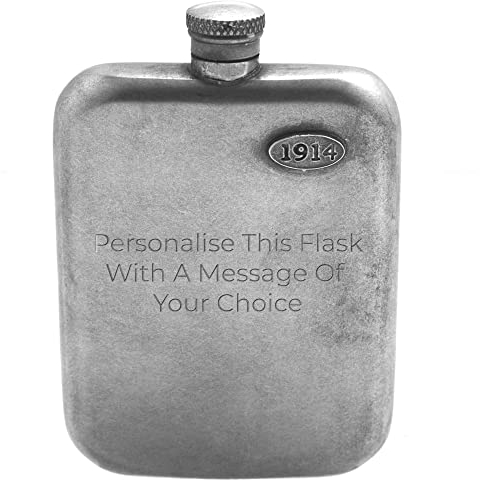 English Pewter Company 1914 Vintage Pewter Hip Flask. Personalised with Free Engraving [WW902]