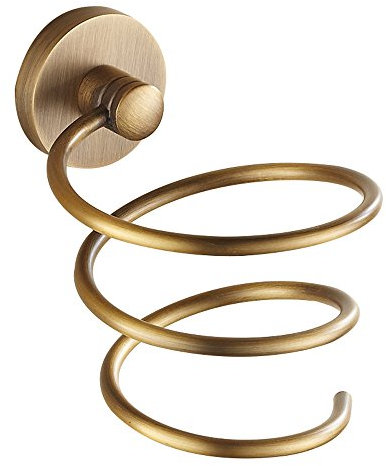 CASEWIND Antique Cuivre Porte Sèche Cheveux en Laiton Brossé Titulaires de Sèche Cheveux Mural pour Salle de Bain Support Rangement de Séchoir à Cheveux Accessoire de Salle de Bain Rétro Vintage