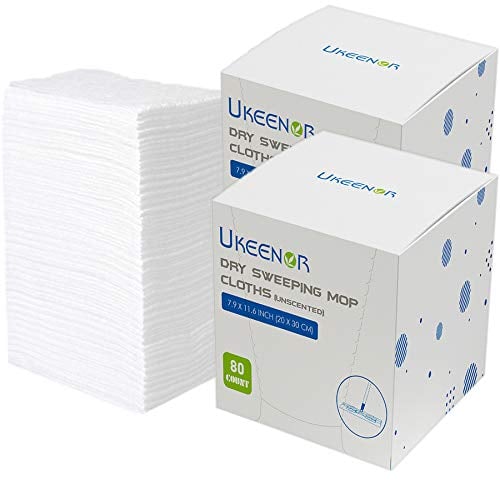 UKEENOR Dry Mop Refills Disposable Dusting Cloths Sweeper 160 Count 7.9x11.6 White