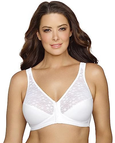 EXQUISITE FORM Fully Damen BH - Vorderverschluss BH mit Stützeffekt und Spitze Stütz-BH Frontverschluss BH Große Größen BH Weiß Größe 95E