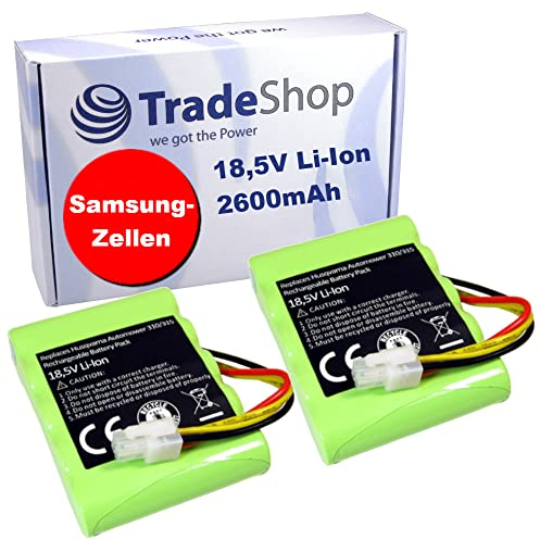 TradeShop Lot de 2 batteries LiIon de qualité supérieure 18,5 V 2600 mAh pour robot tondeuse Husqvarna Automower 310 2015 2016 2017 Automower 315 2015 2016 2017 remplace 584852801, 584 85 285 2