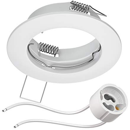 ledscom.de Decken-Einbaurahmen FERE Einbaurahmen weiß matt (LED/Halogen/GU10/MR16/PAR16/50mm) inkl. GU10 Fassung