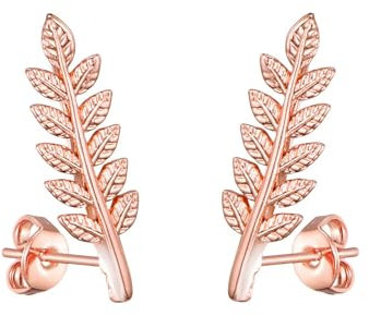 Philip Jones Rose Gold Plated Leaf Earrings
