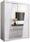 MEBLE KRYSPOL Rhomb150 Schlafzimmerschrank mit Zwei Schiebetüren, Spiegel, Kleiderstange und Regalen – 150x200x62cm - Mattweiß