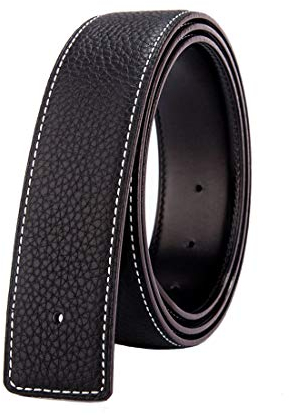 Vatee's Damen/Herren Echtleder-Ersatz-Gürtelriemen ohne Schnalle 38mm breit 125cm lang Schwarz