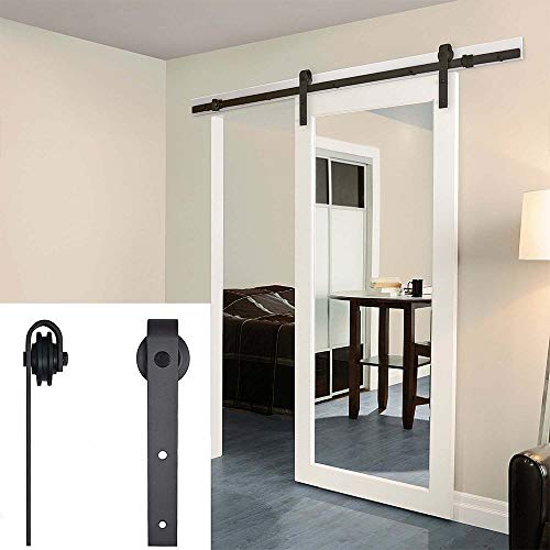 Schiebetür Schiebetür Schiebetür Garderobe Garderoben-Set für einfache Holztür, ideal für Küche, Arbeitszimmer, Hauptzimmer, Garderobe, Club, Bar 183cm Schwarz
