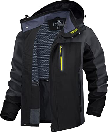 TACVASEN Übergangsjacke Herren Regenjacke Herbstjacke Atmungsaktiv Windjacke Leicht Outdoorjacke Funktionsjacke Wanderjacke Herbst Allwetterjacke (XL, Dunkelgrau)