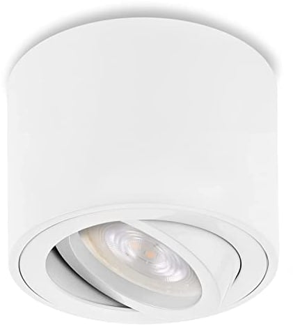 Sweet Led Aufbaustrahler flach weiß matt Aufbauspot aus Aluminium Deckenspots inkl. wechselbarem 5W LED Modul Aufbauleuchte schwenkbar Deckenleuchte rund 230V Aufputz Strahler kaltweiß