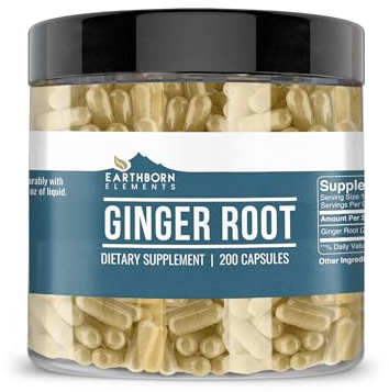 Earthborn Elements Ginger Root (200 Capsules) Pure & Undiluted, No Additives