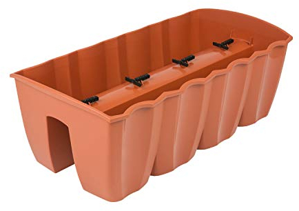 PAFEN Blumenkasten - 58,5 x 28,5 x 20,5 cm - Balkonkasten Topf Geländerkasten Blumentopf 18L Kunststoff, Terrakotta