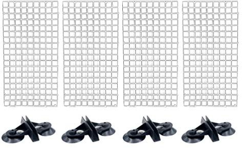 4pcs Aquarium Divider Fish Tank Grid Divider Tray Egg Crate Bottom Divider Board with 4Pcs Sucker Clips Aquarium Supplies (Random color of suction cup )