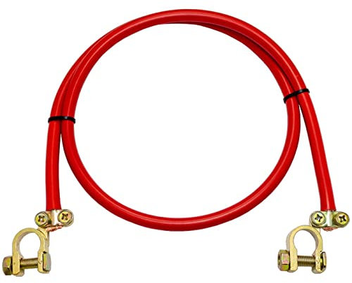 Lumonic Câble de Batterie 2,5m Câble de Masse avec Section de 35mm² Rouge - Câble d'alimentation Automobile avec 2X Pin Ces - Câble en cuivre isolé certifié DIN