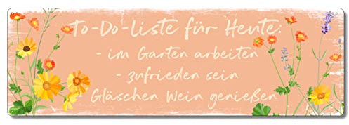 Interluxe Metallschild - to do Liste im Garten Arbeiten - wetterfestes Gartenschild mit Spruch für den Lieblingsplatz im Garten