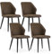 CLIPOP Esszimmerstühle 4er Set Retro Kunstleder Gepolsterter Esszimmerstuhl mit Rückenlehne und stabilen Metallbeinen, Küchenstühle Polsterstuhl für Home Office Möbel (Braun, 4)