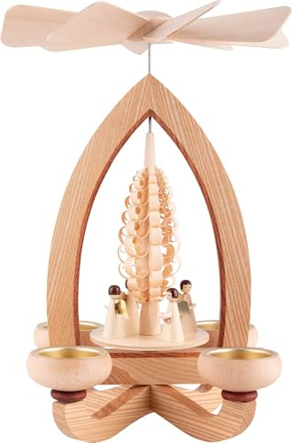 Erzgebirge Palast 1-stöckige Pyramide Engel - Natur - 28 cm