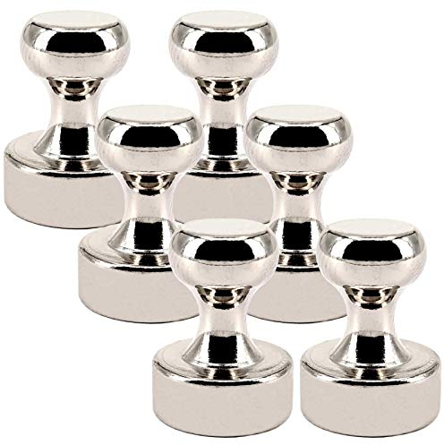 Neodym Magnete N52 - Kegelmagnete 12mm x 16mm - Kegel Magnet für Kühlschrank, Magnettafel, Pinnwand, Whiteboard - Edelstahl Magnetkegel [6 Stück - Silber]