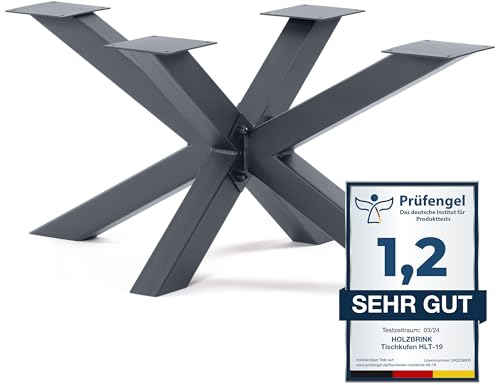 HOLZBRINK Pied de Table Spider (Mikado) | Pieds de Table massifs en métal Gris pour Table Basse, Table à Manger, Bureau, Table de conférence | 1 Pied 98x53 cm | Hauteur 43 cm