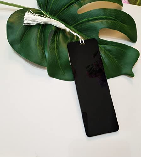 Banks Rechteckige Lesezeichen aus Acryl mit Quasten für DIY-Projekte und Geschenkanhänger, Schwarz, 5,1 x 15,2 cm, 10 Stück