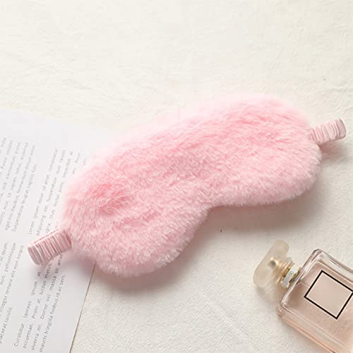 AKOAK 1 Packung Plüsch Schlafmaske Weich und Bequem Atmungsaktiv Licht Blockieren Schlafschutz Geeignet für Erwachsene Kinder Geburtstag Party Geschenke (Rosa)