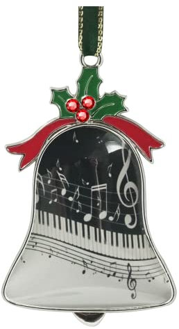 Gixpop Weihnachtsdekoration, Glockenanhänger, dekorativer Metall-Glas, hängende Weihnachtsglocke, Ornamente für Zuhause, Party-Dekoration (Klaviertasten, Musiknoten)