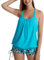 IHCEMIH Maillot de Bain Femme 2 Pieces Tankini Push up Rembourré Taille Haute Maillots de Piscine Plage Natation Été Beachwear Sport Vintage avec Imprimé Boxer Short Ensemble pour Femmes Bleu M