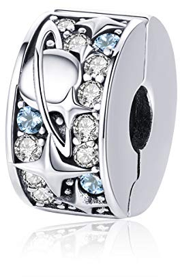 Clip Stopper Charms Fit für Pandora Armbänder-925 Sterling Silber Stern Mond Planet Spacer Bead Charm-Geschenk Schmuckschatullen