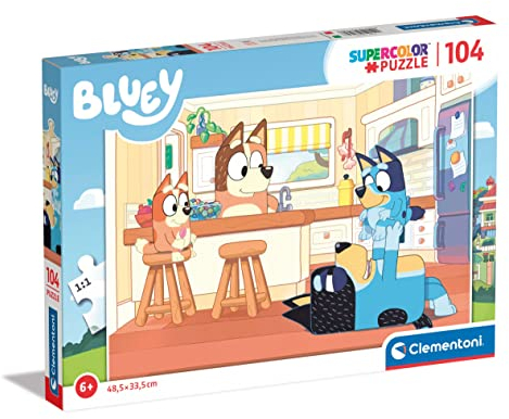 Clementoni - 27169 - Supercolor Puzzle - Bluey - 104 Teile - Puzzle Kinder 6 Jahre, Puzzle Cartoon - Made in Italy