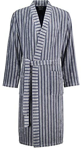 Cawö Home Bademäntel Herren Kimono Streifen 5505 denim - 17 XL