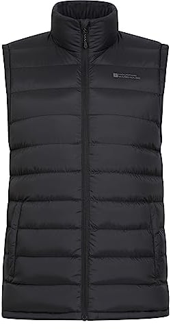 Mountain Warehouse Seasons Mens Padded Gilet - Water Resistant Gilet, Body Warmer, Lightweight Jacket, Easy to Store Coat - For Spring Summer Travelling, Walking Black XS