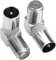 Pencilupnose 2 Pack TV Aerial Male Coax Plug to F Socket 90 Degree Right Angle Angled Adaptor Screw Connector For Analogue and Digital Full HD TV BT SKY Freeview