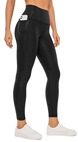 CRZ YOGA Womens Butterluxe Matte Faux Leather Leggings 25 - High Waisted Buttery Soft Lounge Pockets Leggings Faux Leather Black Small