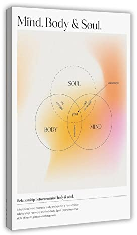 FABIVA Mind Body And Soul Poster Leinwand Poster Schlafzimmer Dekor Sport Landschaft Büro Zimmer Dekor Geschenkrahmen Stil 60 x 90 cm