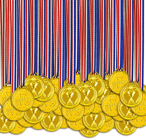 Anjing Medaillen für Kinder, 50 Stück Gewinner Goldmedaillen für Schule, Sportstag oder Kindergeburtstag Party Kindergeburtstag Spiele mitbringsel Partygeschenk für Kinder