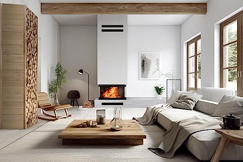 KRATKI NBC 1000/2x400 Holzbefeuerter Kamineinsatz - Holzkamin aus Stahl - BImSchV 2 konformer - 15 kW - Thermischer Wirkungsgrad 83% - Abgasauslass fi 200 mm -147x107.6 cm