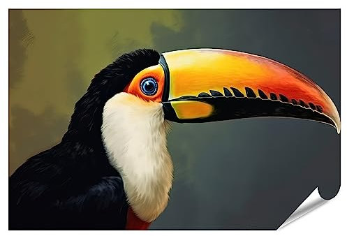 islandburner XXL Bild Poster Seitenansicht Tukan Vogel Großer bunter Schnabel Premium Bilder Fotodruck JBQL-PKL