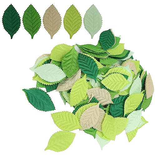 Tissting 150 Stück Künstliche Grüne Blätter Simulation Grüne Blätter für DIY Handwerk, Hochzeit Dekoration, Home Decor, Indoor Deko, Buch Dekorative, Lesezeichen, Fake Leaves Dekor