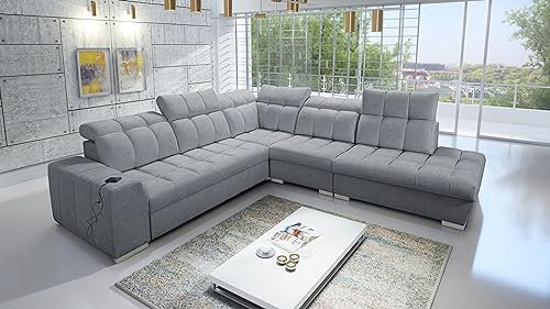 All4All Ecksofa mit Schlaffunktion Piaggio IX - 285x300cm - Sofa mit Bettkasten - Schlafsofa L-Form - Eckcouch - Couch - Sofaeck - Bett - Wohnzimmer - Terra 79 Seite Rechts 26