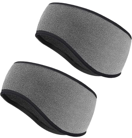 Stirnband Damen Winter, Sport Stirnband Herren, Dehnbar Ohrenwärmer Thermal Stirnbänder for Jogging, Laufen,Wandern, Fahrrad (2 Stück, Grau)