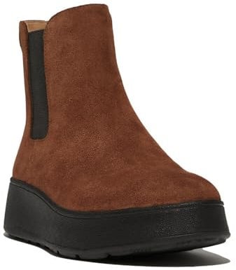 Fitflop Stivali Chelsea Flatform in Camoscio F-Mode, Donna, Rich Brown, 39 EU