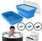 PICKONA Foldable Large ice Cube Mold Thick Silicone Ice Molds Tray Extra Large Ice Block Mold with Lid, 8 lbs Reusable Silicone Tray for Cold Plunge Tub and Ice Bath Accessories and Food Storge (Blue)