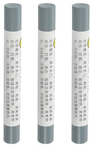 sourcing map Furniture Repair Crayons, 3Pcs - Wood Wax Filler Stick, Furniture Markers Touch Up - for Scratches Holes Tables Desks Wooden Floors Cover Ups, Light Grey