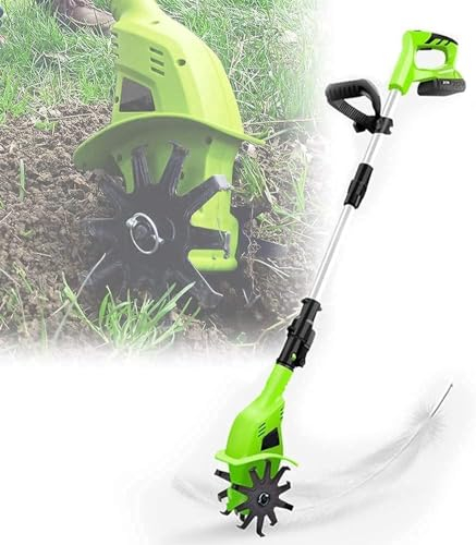 Garden Tiller,Electric Tillers Rechargeable Rotary Tiller 97-127Cm Adjustable Handle Rotary Tiller Hoe Soil Tools Portable Tiller Cordless Garden Cultivator