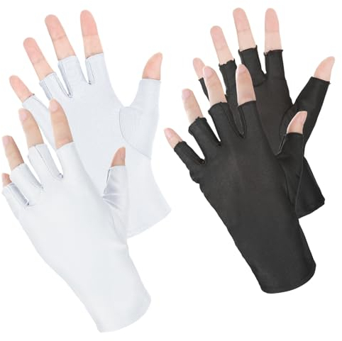 Nogeqi 2 Paar Uv Handschuhe Nägel, Uv Handschuhe Fingerless Gloves Sonnenschutz Handschuhe Sunblock Fingerlose Handschuhe Handschuhe Ohne Finger Damen Geeignet Als Sonnenschutz Im Außenbereich