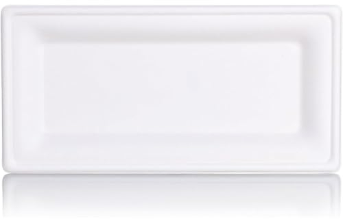 Generico 50 100 200 Piatti di canna da zucchero rettangolari 26 x 13 cm, piatti di carta monouso bagassa Biodegradabile e Compostabile (100 pezzi)
