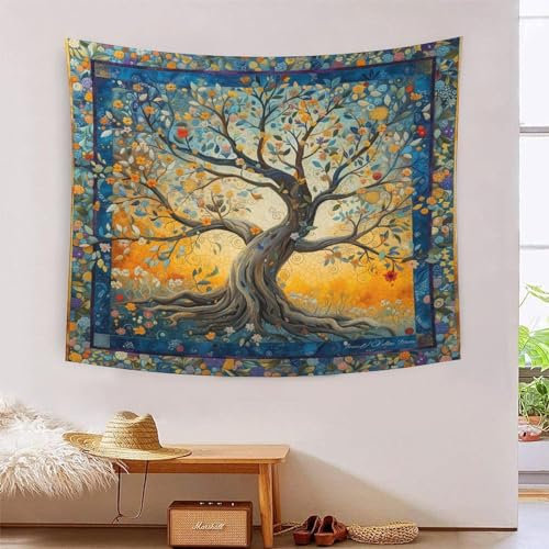 BLISSCOZY Arbre de vie Tapisserie Tenture Murale Mandala Indien Bohème Hippie Pour Tissu Décoration Chambre Dortoir Fête 70cmx100cm