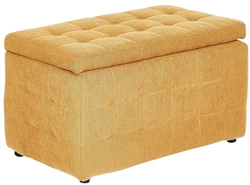Hocker mit Stauraum Deckel Stoff Gelb Bettbank Truhe Fußhocker Modern Michigan
