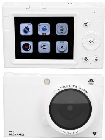 Digital Camera, FHD 4K 64MP Autofocus Digital Video Camera with 28X Zoom, Compact Small Camera Cheap with 1/4 Inch Thread, Vintage Retro Filters, for Video Photography